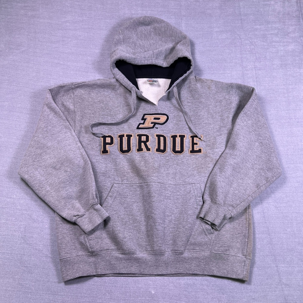 E5 Purdue University Hoodie‎ Embroidered NCAA Collegiate Mens XL Gray